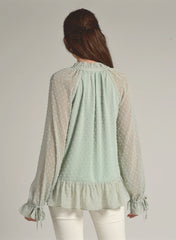 90109 MINT GREEN DOT BLOUSE