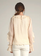 90116 RUFFLE SLEEVE PLEATED TOP
