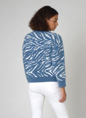 100306 Uma Blue Zebra Print Sweater